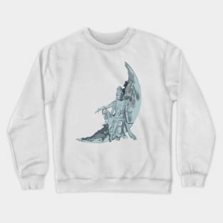 Buddha Guanyin Bodhisattva Sitting on the Moon Crewneck Sweatshirt